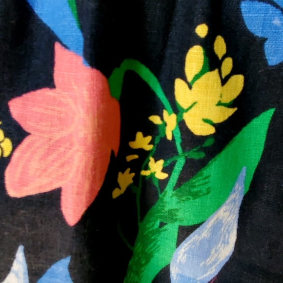 J Crew Factory NWT Floral Sidewalk Skirt, Navy & Coral, Linen-Cotton Blend Sz 4 - Picture 4 of 8